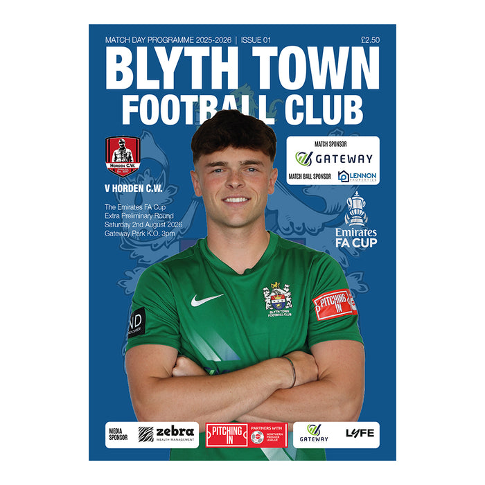 2025/26 01 Blyth Town v Horden CW 02.08.25 FA Cup Printed Programme