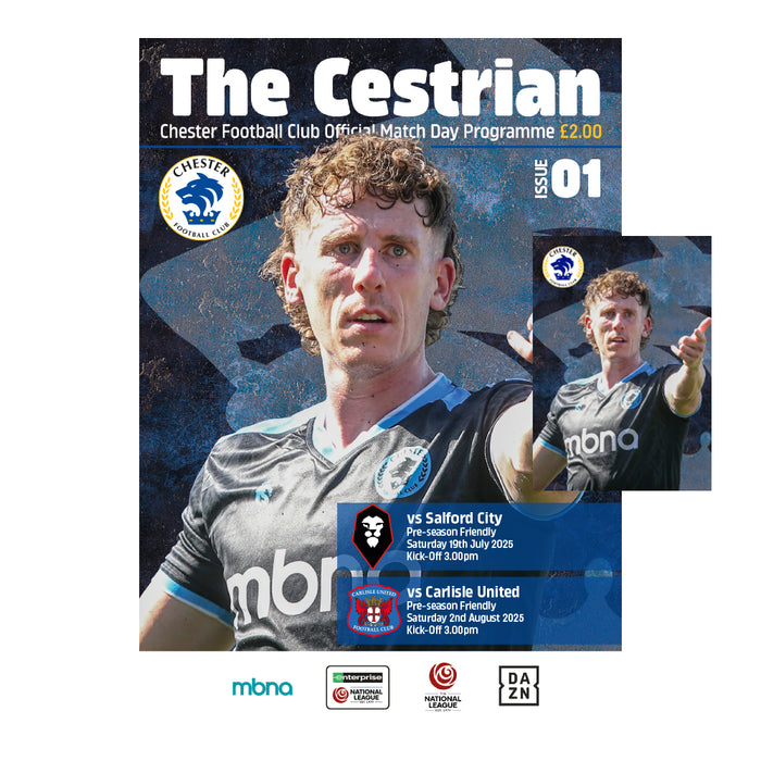 2025/26 01 Chester v Salford City 19.07.25 & Carlisle United 02.08.25 Pre-season Printed Programme