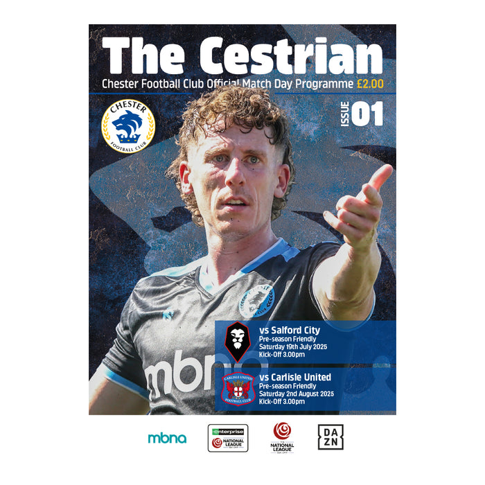 2025/26 #01 Digital Chester v Salford City 19.07.25 & Carlisle United 02.08.25 Pre-season Digital Programme