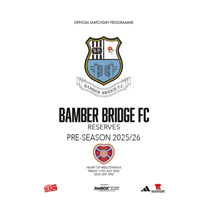 2025/26 #02 Bamber Bridge Reserves v Heart of Midlothian B 11.07.25 Pre-season Programme