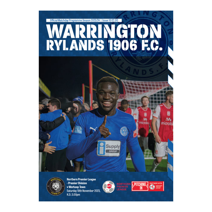 2023/24 #10 Warrington Rylands v Worksop Town 18.11.23 NPL Programme
