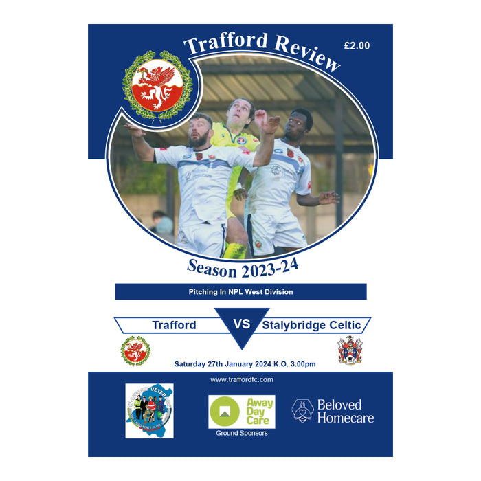 2023/24 #14 Trafford v Stalybrodge Celtic NPL West 27.01.24 Printed Programme