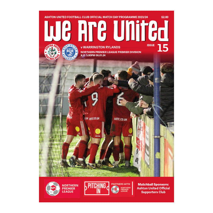 2023/24 #15 Ashton United v Warrington Rylands NPL 06.01.24 Programme