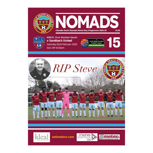 2024/25 #15 Digital 2024/25 Cheadle Heath Nomads v Sandbach United NWCFL 22.02.25 Digital PDF Programme