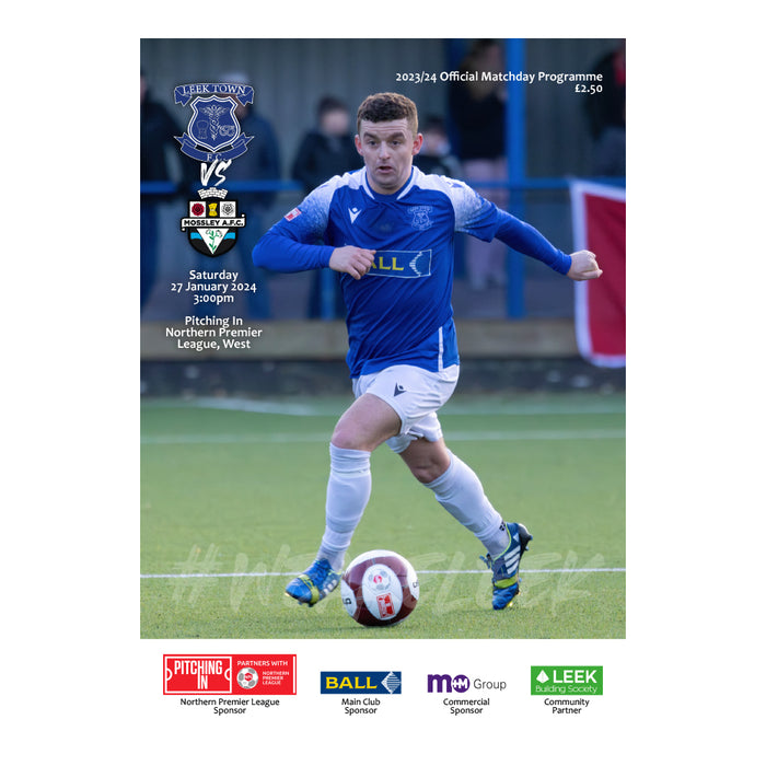 2023/24 #15 Leek Town v Mossley NPL West 27.01.24 Programme