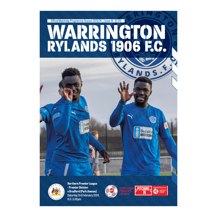 2023/24 #16 Warrington Rylands v Bradford Park Avenue 03.02.24 NPL Programme