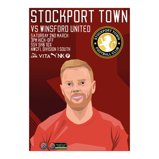 2023/24 #17 Stockport Town v Winsford United NWCFL 02.03.24 Printed Programme