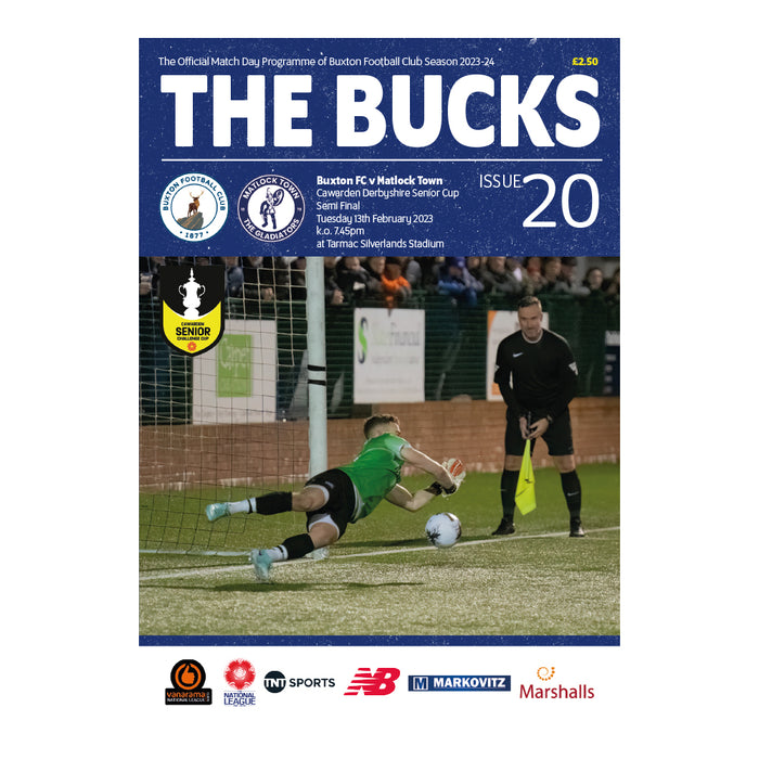 2023/24 #20 Buxton v Matlock Town Derbyshire Senior Cup 13.02.24 Programme