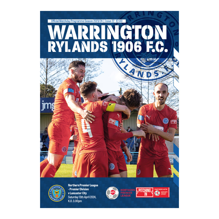 2023/24 #22 Warrington Rylands v Lancaster City 13.04.24 NPL Programme
