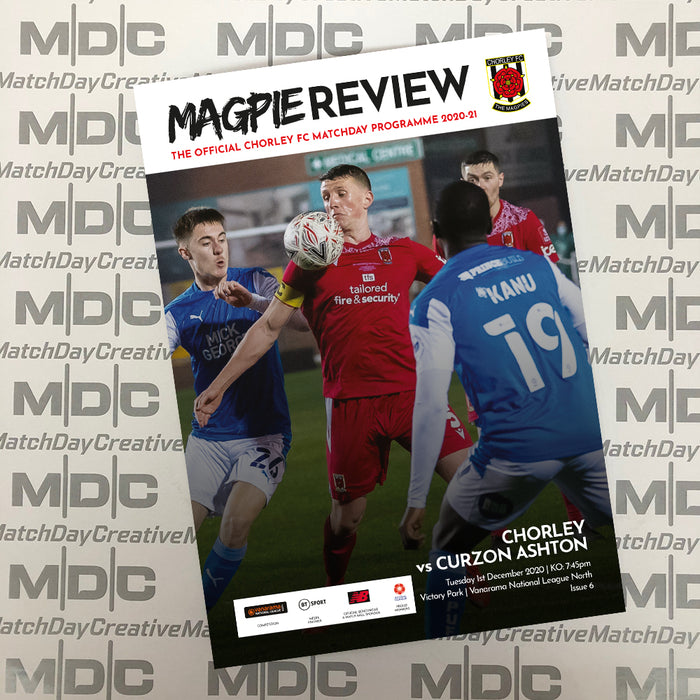 2020/21 #06 Chorley v Curzon Ashton National League North 01.12.20 Printed Programme with free postcard