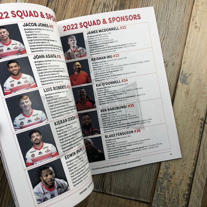 2022 #08 Leigh Centurions v Sheffield Eagles 08.05.22 AB Decks 1895 Cup Semi Final Printed Programme