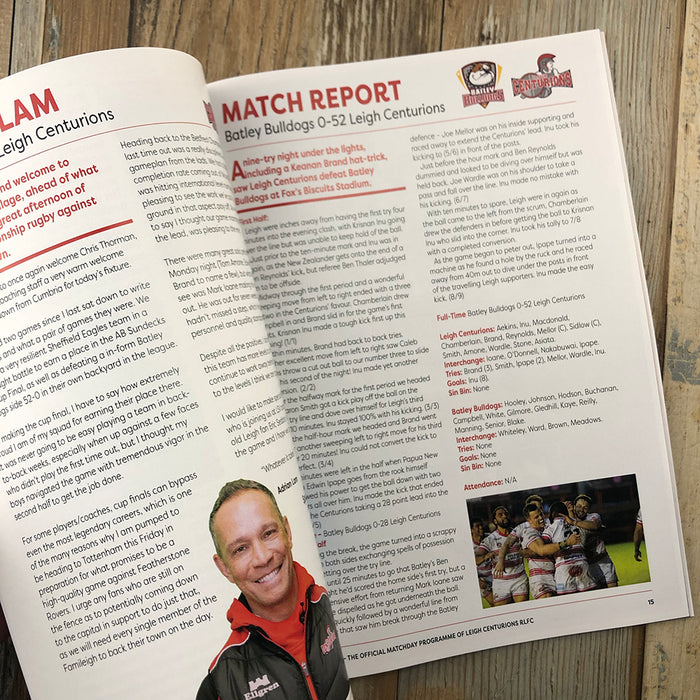 2022 #09 Leigh Centurions v Workington Town 22.05.22 Betfred Championship Rugby League Printed Programme