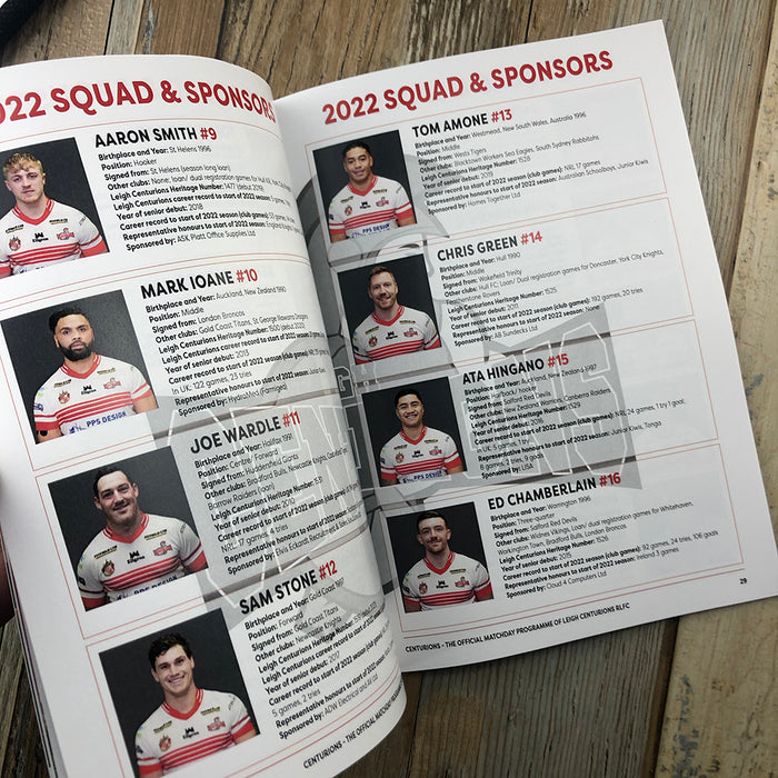 2022 #09 Leigh Centurions v Workington Town 22.05.22 Betfred Championship Rugby League Printed Programme