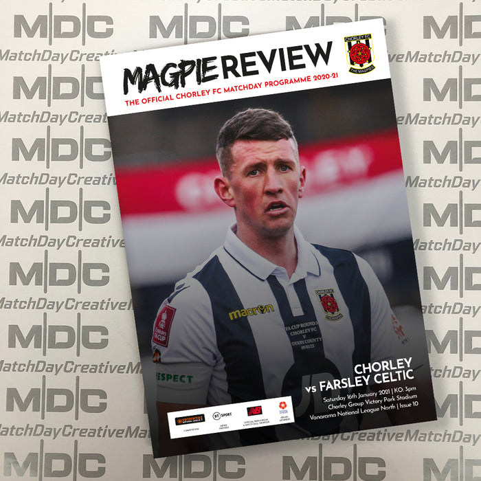 2020/21 #10 Chorley v Farsley Celtic National League North 16.01.21 Printed Programme with free postcard