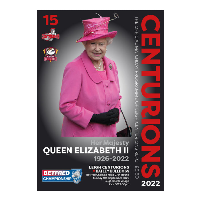 2022 #15 Leigh Centurions v Batley Bulldogs 11.09.22 Betfred Championship Rugby League Printed Programme