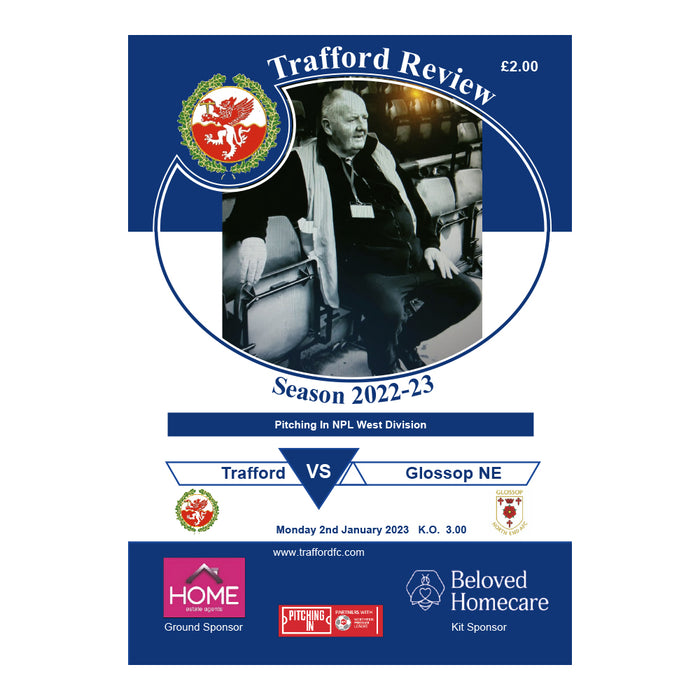 2022/23 #15 Trafford v Glossop North End NPL West 02.01.23 Programme