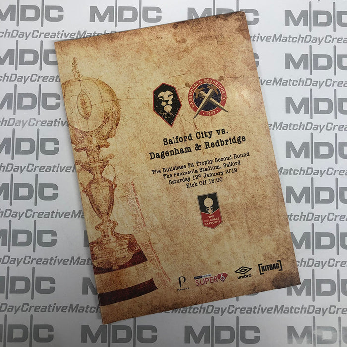 2018/19 #19 Salford City v Dagenham & Redbridge FA Trophy 12.01.19 Programme