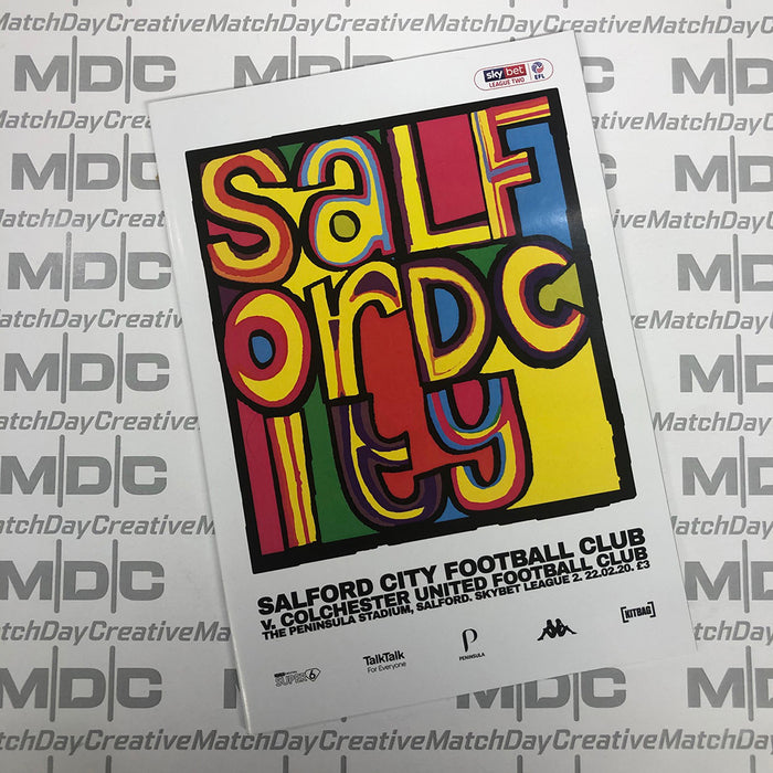 2019/20 #24 Salford City v Colchester United SkyBet League 2 22.02.20 Programme