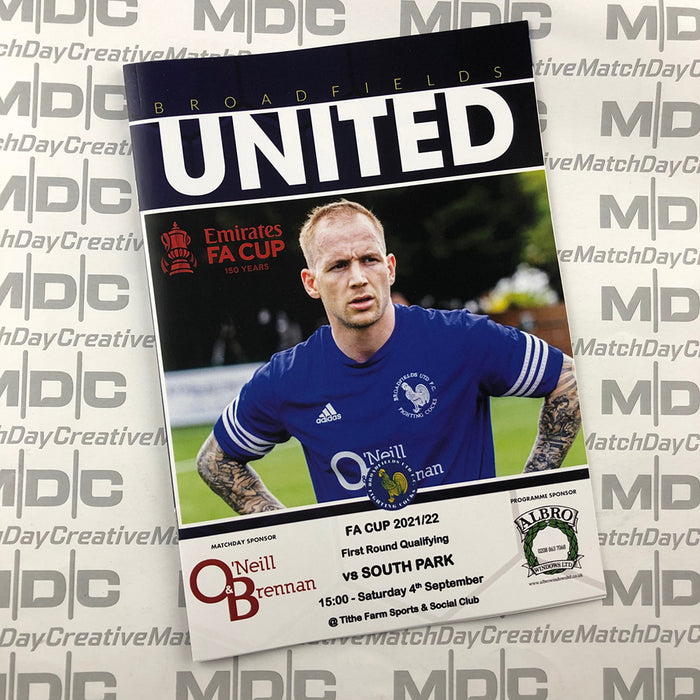 2021/22 #03 Broadfields United v South Park FA Cup 04.09.21 Programme