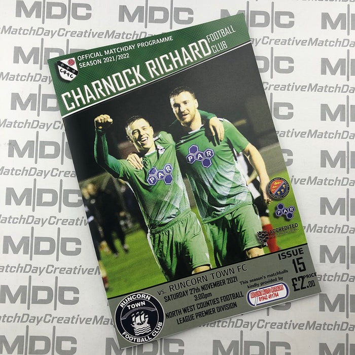 2021/22 #15 Charnock Richard v Runcorn Town NWCFL 27.11.21 Programme