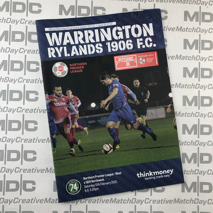 2021/22 #19 Warrington Rylands v 1874 Northwich 12.02.22 NPL Programme