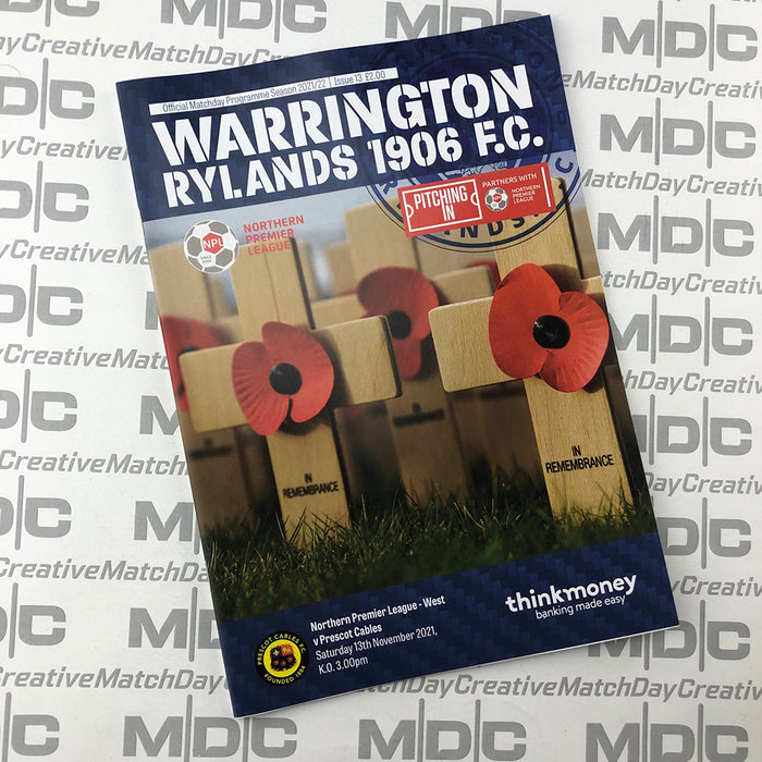 2021/22 #13 Warrington Rylands v Prescot Cables 13.11.21 NPL Programme