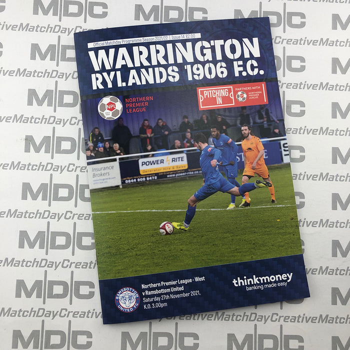 2021/22 #14 Warrington Rylands v Ramsbottom United 27.11.21 NPL Programme