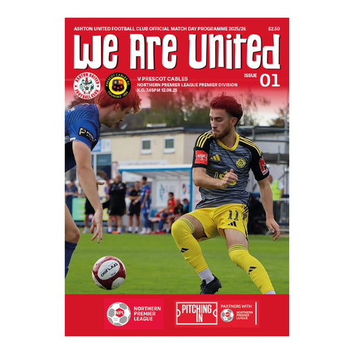 2025/26 #01 Ashton United v Prescot Cables NPL 12.08.25 Programme