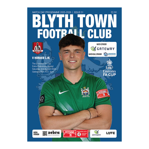 2025/26 01 Blyth Town v Horden CW 02.08.25 FA Cup Printed Programme