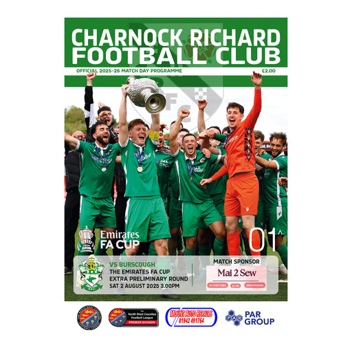 2025/26 #01 Charnock Richard v Burscough 02.08.25 FA Cup Programme