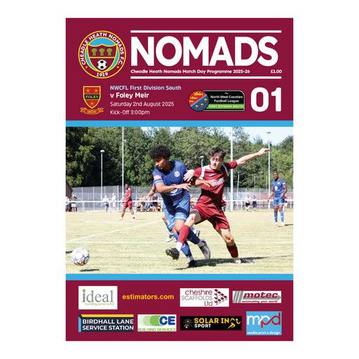 2025/26 #01 Digital Cheadle Heath Nomads v Foley Meir NWCFL 02.08.25 Digital PDF Programme