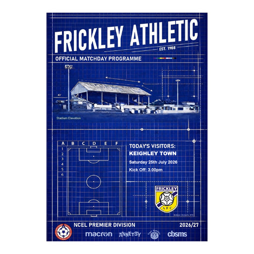 2026/27 01 Frickley Athletic v Keighley Town 25.07.26 Pre-Season Printed Programme