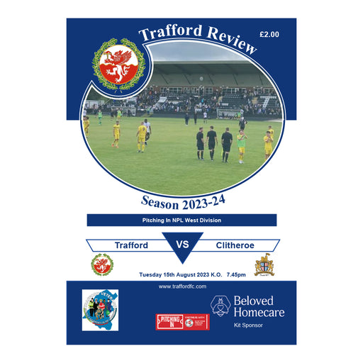 2023/24 #01 Trafford v Clitheroe NPL West 15.08.23 Printed Programme