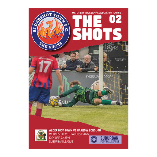 2025/26 #02 Digital Aldershot Town B v Harrow Borough Suburban Football League 20.08.25 Digital PDF Programme