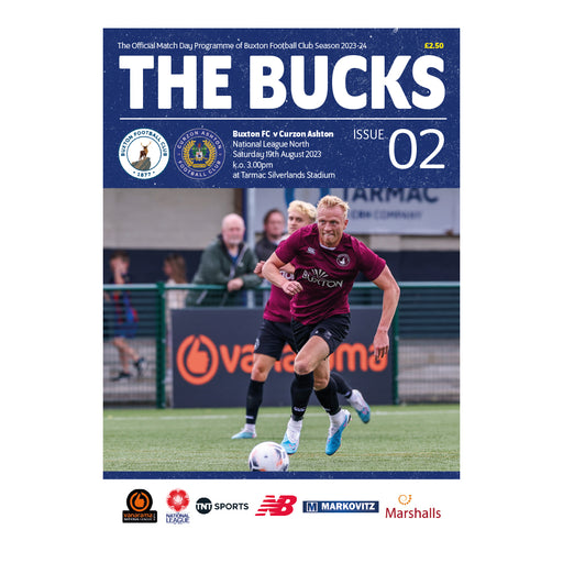 2023/24 #02 Buxton v Curzon Ashton National League North 19.08.23 Programme