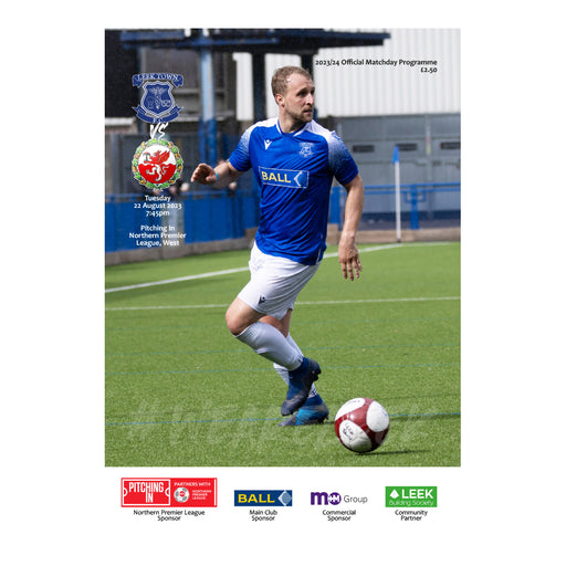 2023/24 #02 Leek Town v Trafford NPL West 22.08.23 Programme