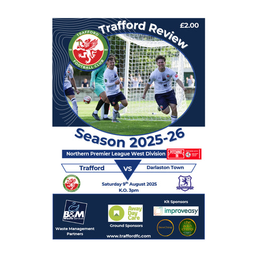 2025/26 #02 Trafford v Darlaston Town NPL 09.08.25 Printed Programme