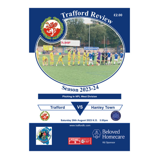 2023/24 #02 Trafford v Hanley Town NPL West 26.08.23 Printed Programme