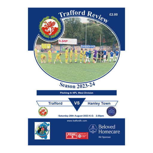 2023/24 #02 Trafford v Hanley Town NPL West 26.08.23 Printed Programme