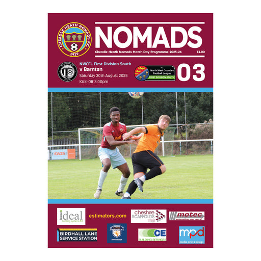 2025/26 #03 Digital Cheadle Heath Nomads v Barnton NWCFL 30.08.25 Digital PDF Programme