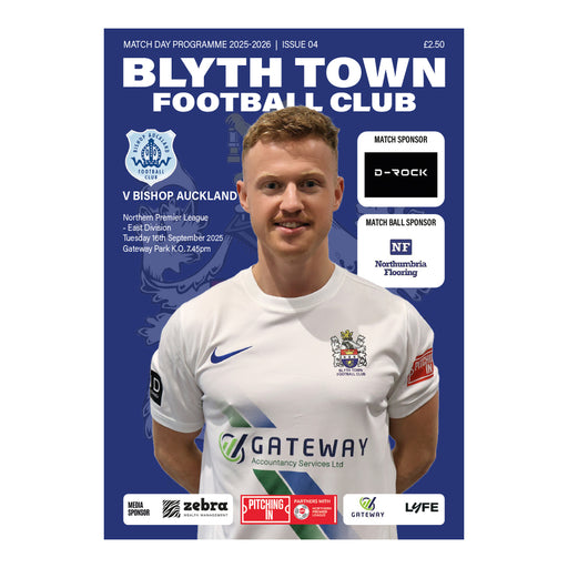 2025/26 04 Blyth Town v Bishop Auckland 16.09.25 Northern Premier League East Division Printed Programme