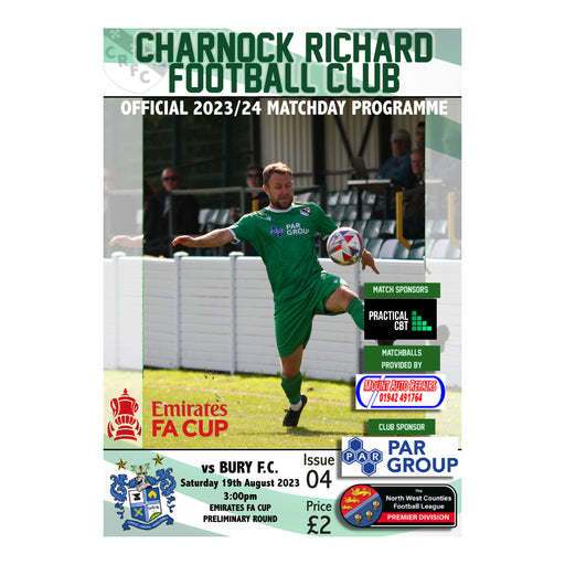 2023/24 #04 Charnock Richard v Bury 19.08.23 FA Cup Programme
