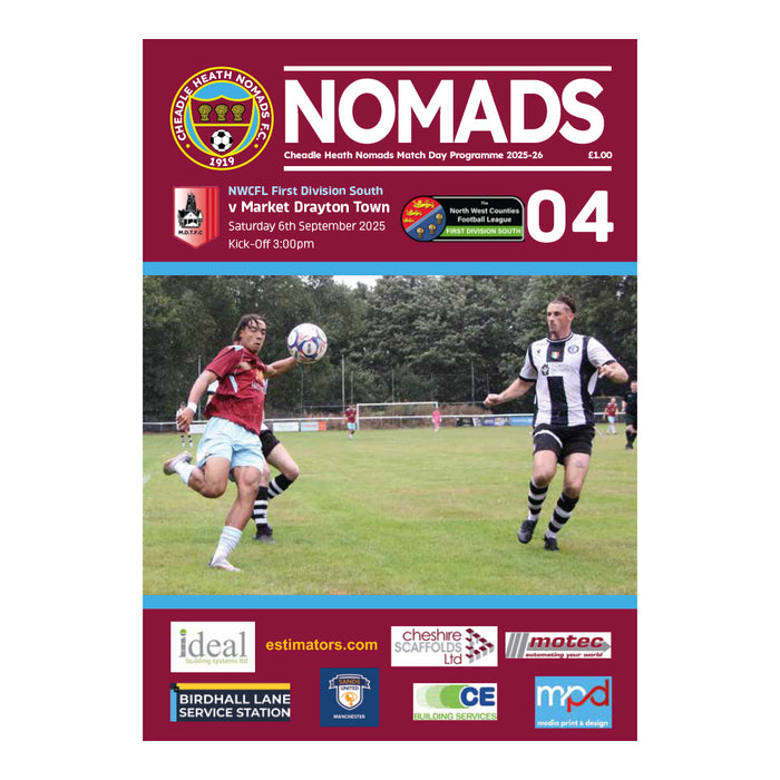 2025/26 #04 Cheadle Heath Nomads v Market Drayton Town NWCFL 06.09.25 Printed Programme