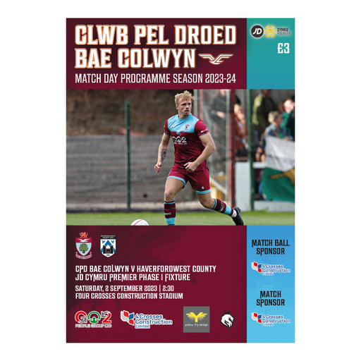 2023/24 #04 Colwyn Bay v Haverfordwest County JD Cymru Premier 02.09.23 Programme
