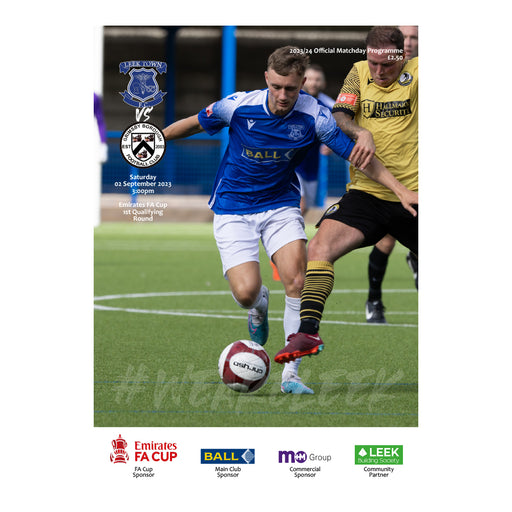 2023/24 #04 Leek Town v Grimsby Borough FA Cup 02.09.23 Programme