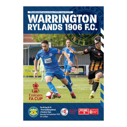 2023/24 #04 Warrington Rylands v Stockton Town 02.09.23 FA Cup Programme
