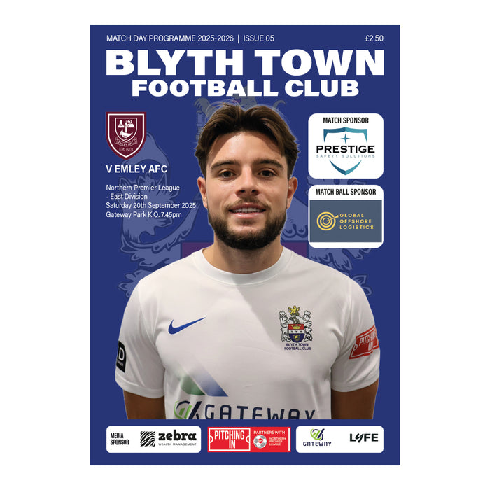2025/26 05 Blyth Town v Emley 20.09.25 Northern Premier League East Division Printed Programme