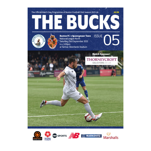 2023/24 #05 Buxton v Spennymoor Town National League North 23.09.23 Programme
