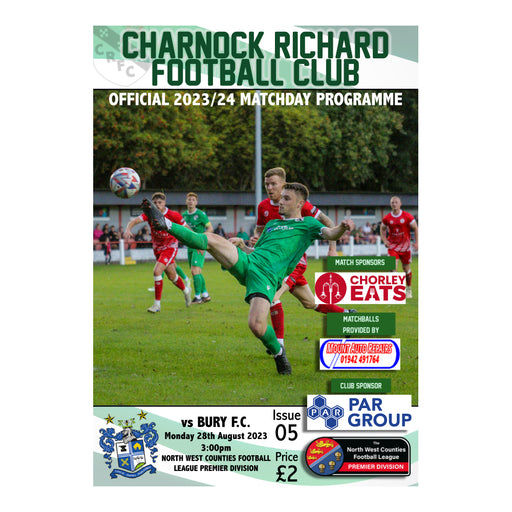 2023/24 #05 Charnock Richard v Bury 28.08.23 NWCFL Programme