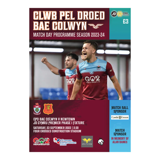 2023/24 #06 Colwyn Bay v Newtown JD Cymru Premier 23.09.23 Programme